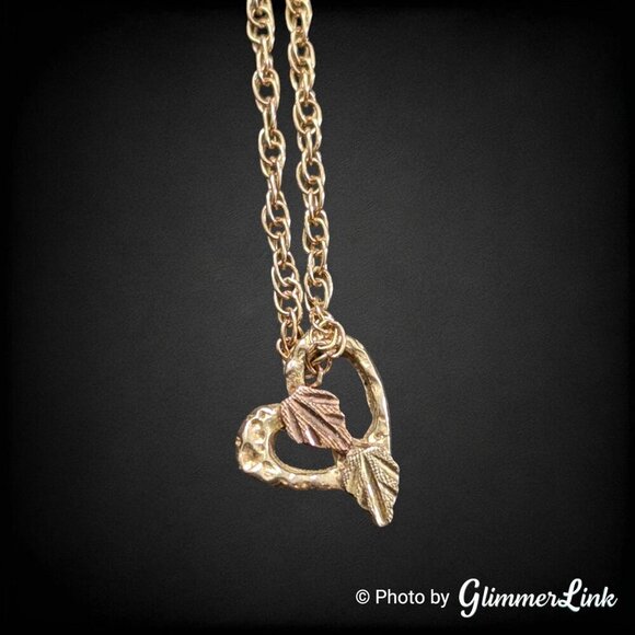 Vintage Stamper SBHG 10K Heart Leaf Dainty Pendant & Gold Filled Chain - Picture 7 of 11